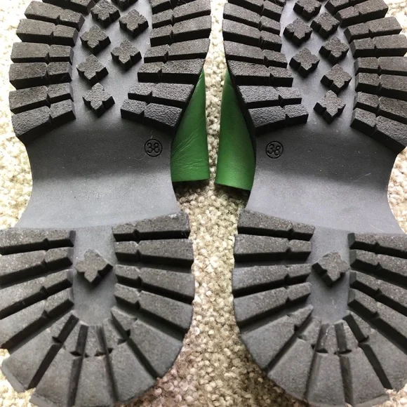 Free People Size EU 38 Winona Kelly Green Leather Slip On Wedge Sandals - Picture 6 of 8